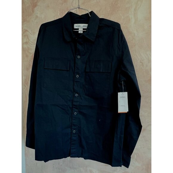 Old Navy Build in Flex front buttons shirt Moisture Wicking Navy men size M - Picture 1 of 6